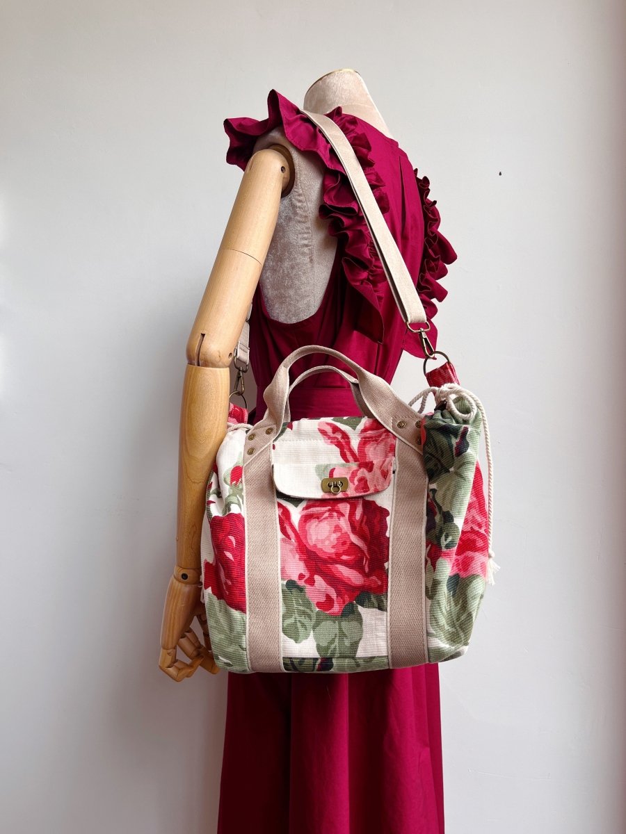Mini Cross - Body Duffel Bag in Rose Print - Made X Hudson