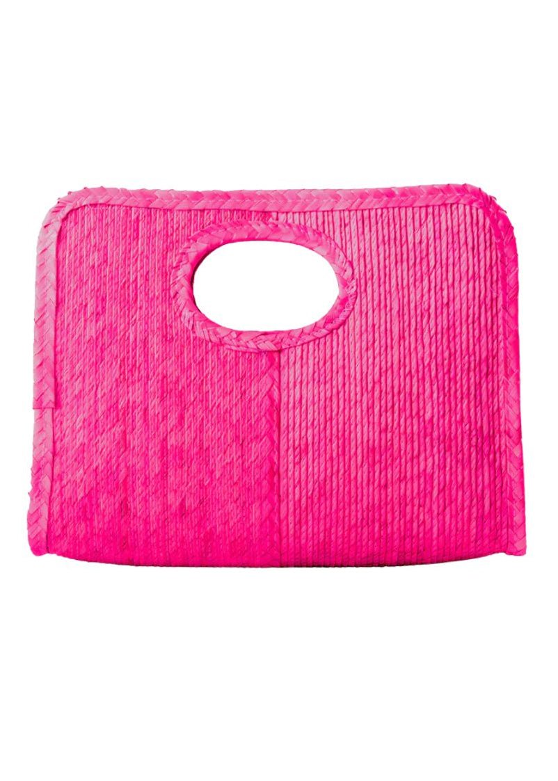 Mini Square Straw Beach Tote Fuchsia - Made X Hudson