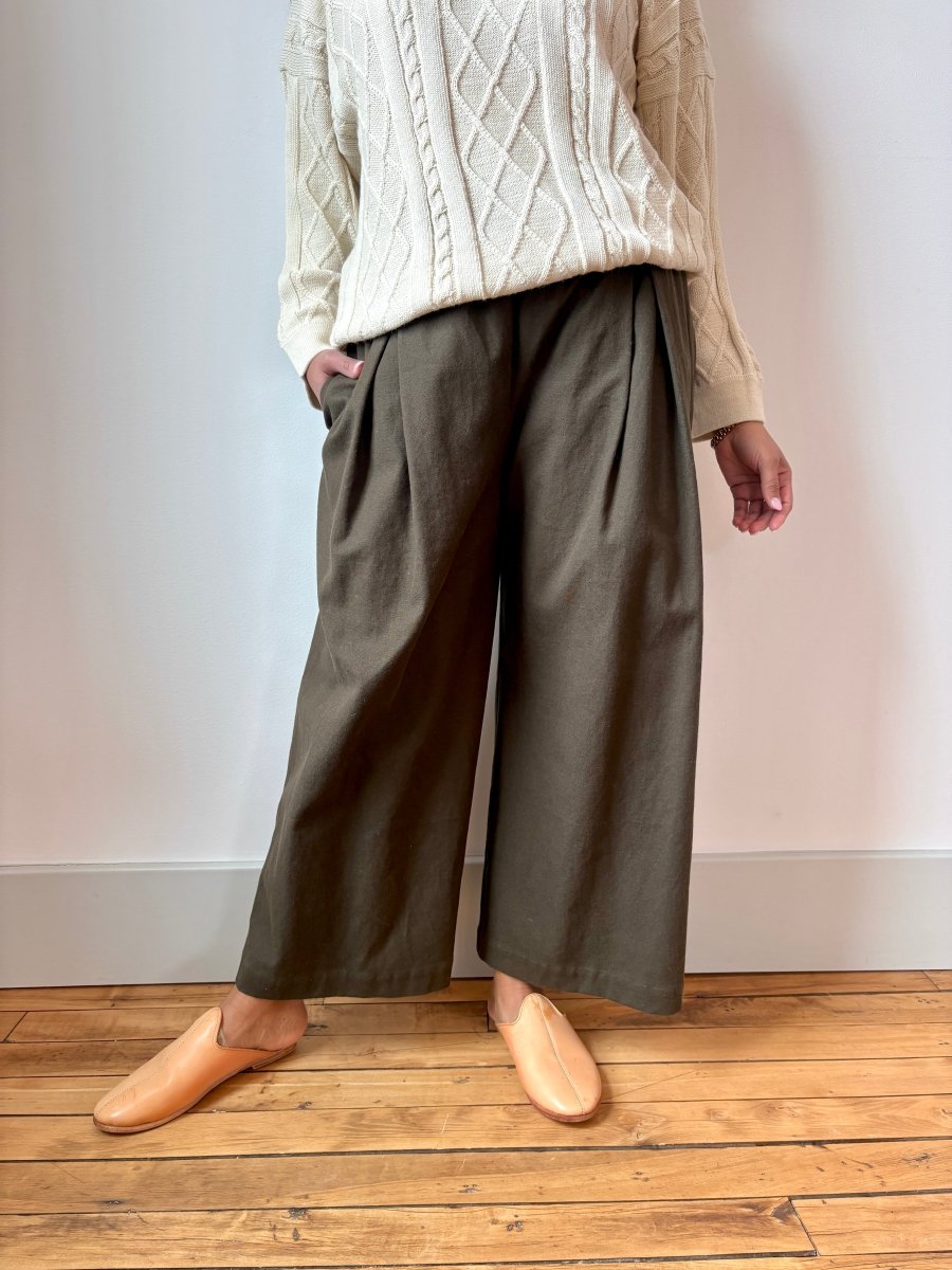 Moss Hemp-Cotton Canvas Wide-Leg Pant – Made X Hudson
