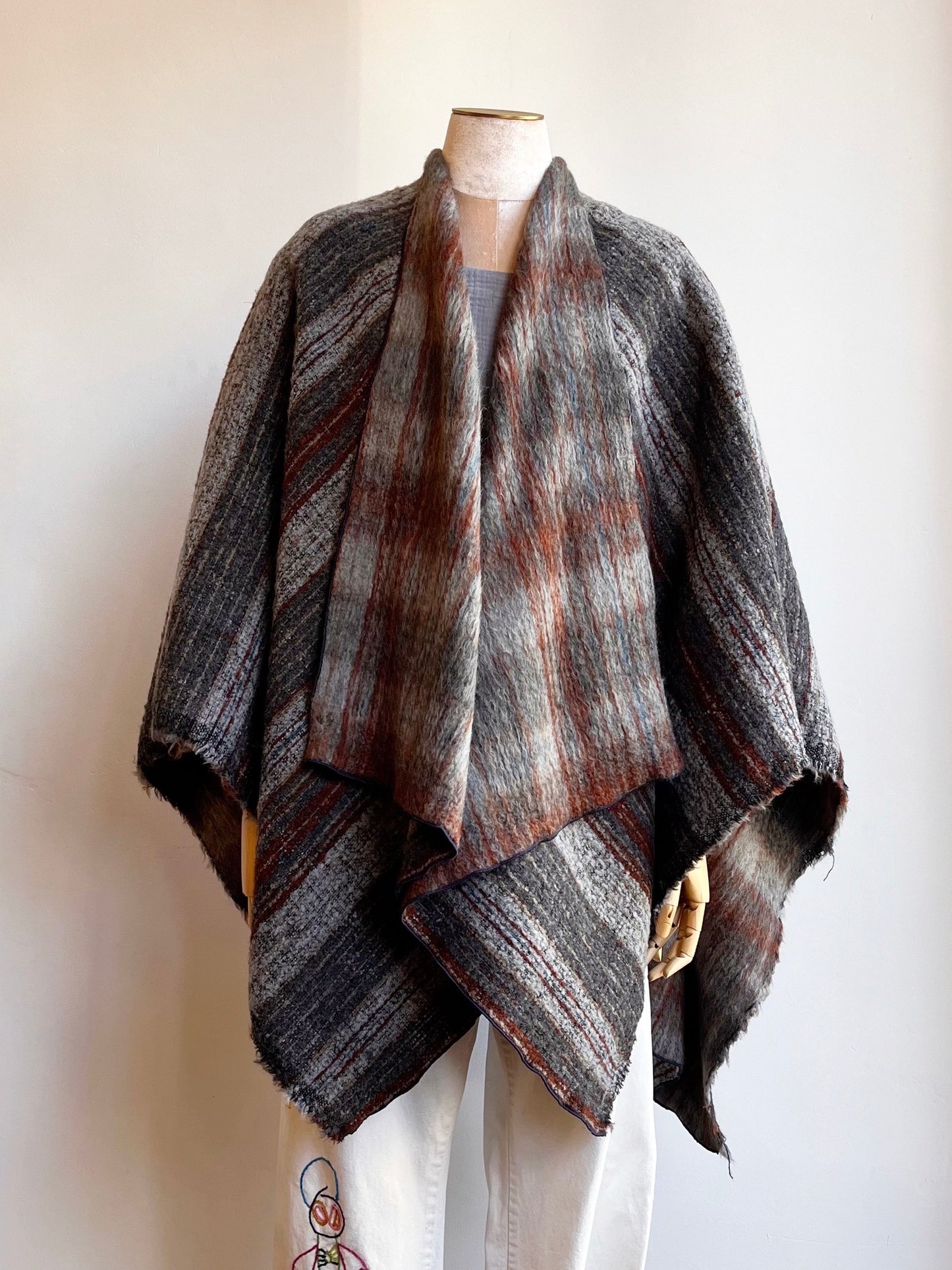 Grey Stripe Zero-Waste Reversible Cape