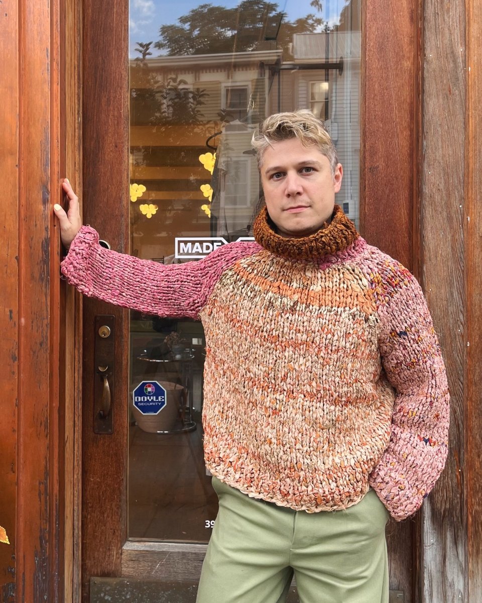 Vishnu Roll - Neck Sweater in Colors Peach, Orange, Pink, Carmel - Made X Hudson