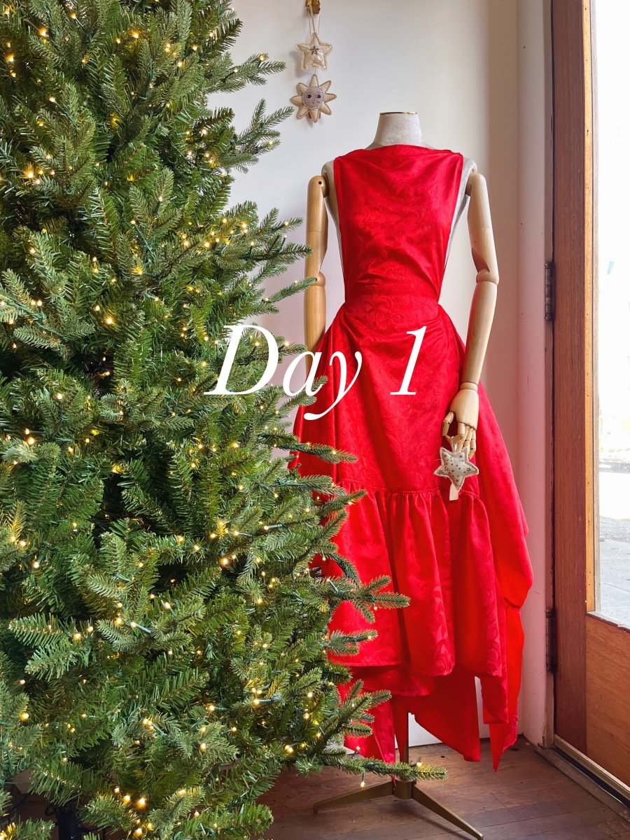 Zero - Waste Ruffle Dress in Red Floral Silk Jacquard - Made X Hudson