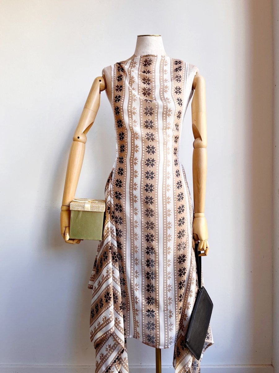 Zero - Waste Dress in Sheer Chiffon with Mosaic Star Stripe - Made X Hudson