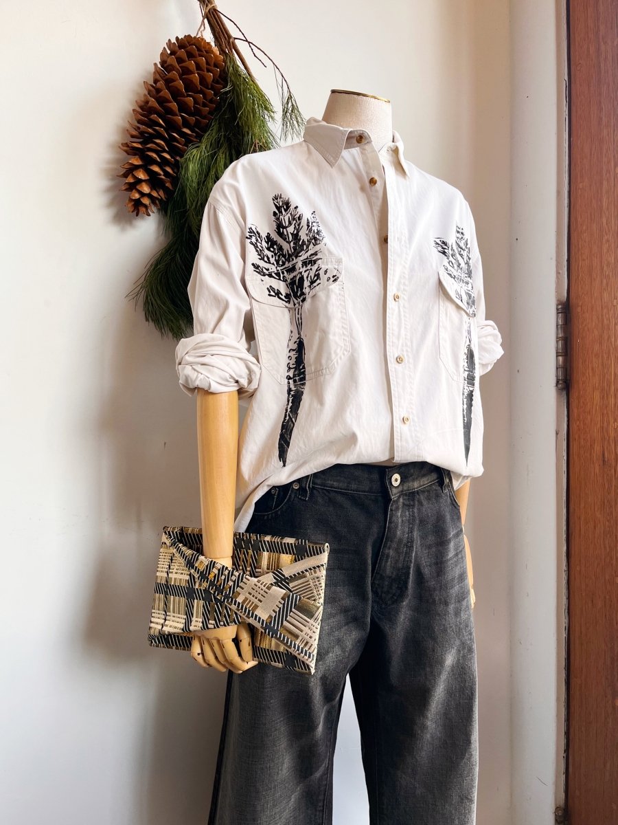 Black and Gold Metallic Plaid Twist Clutch - Made X Hudson