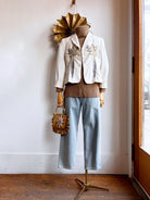 Ivory Blazer with Silver and Gold Embroidered Carrots (Reworked) - Made X Hudson