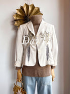 Ivory Blazer with Silver and Gold Embroidered Carrots (Reworked) - Made X Hudson