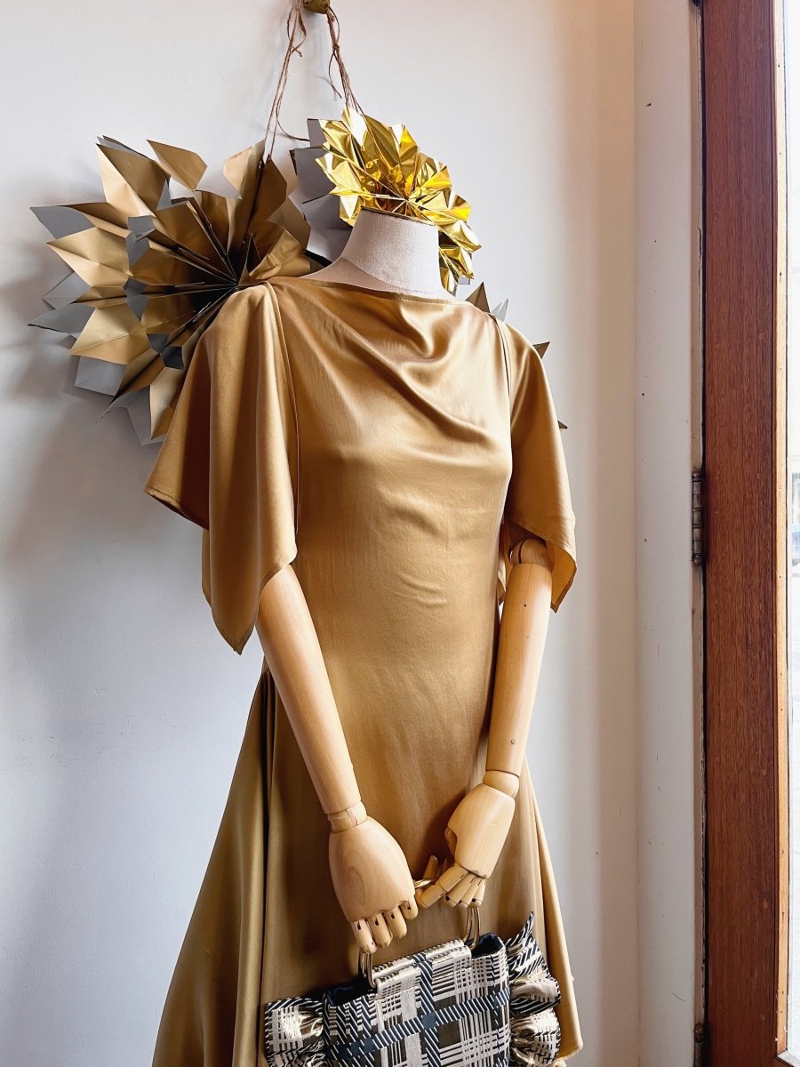 Deco Dress in Liquid Gold Charmeuse - Made X Hudson