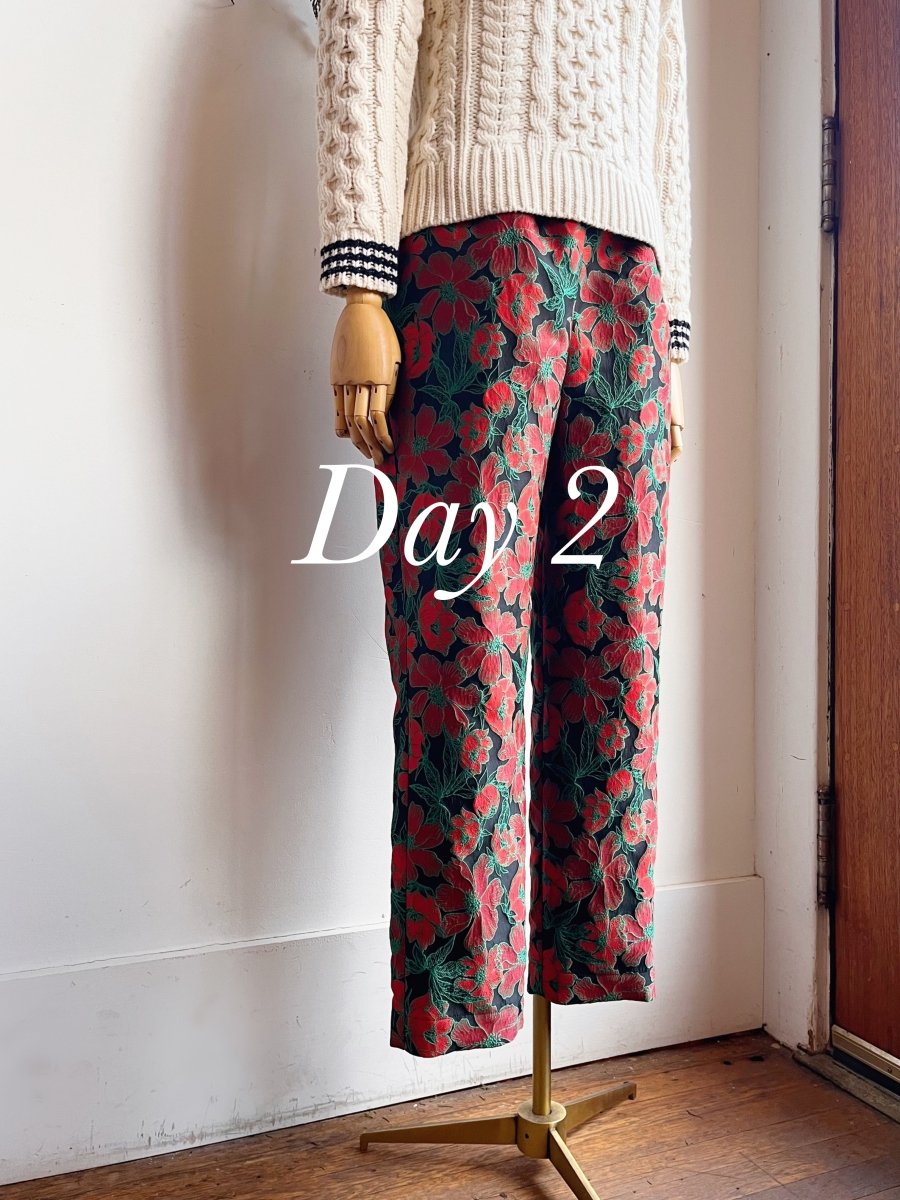 Black, Red and Green Floral Brocade Long Joggers - Made X Hudson