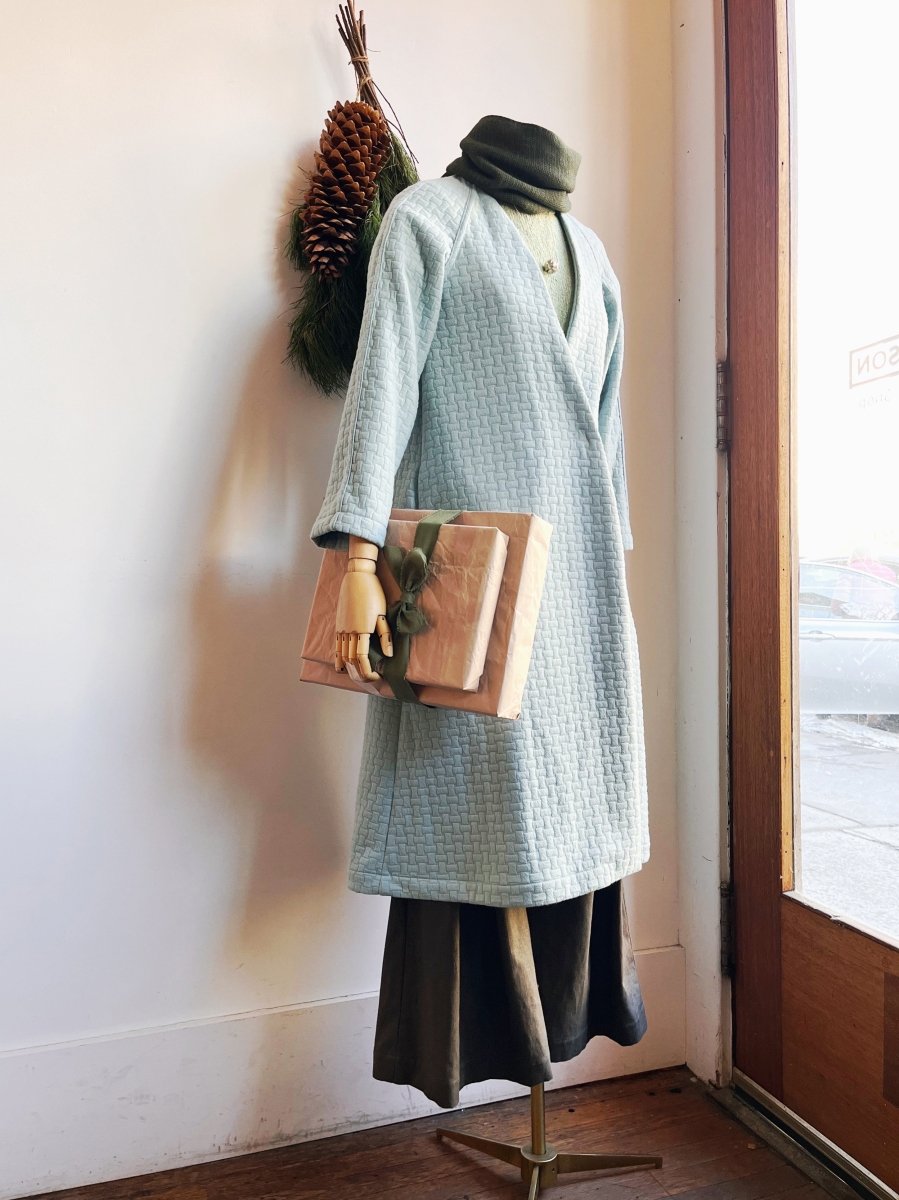 Powder Blue Basket Weave Knit Duster - Made X Hudson