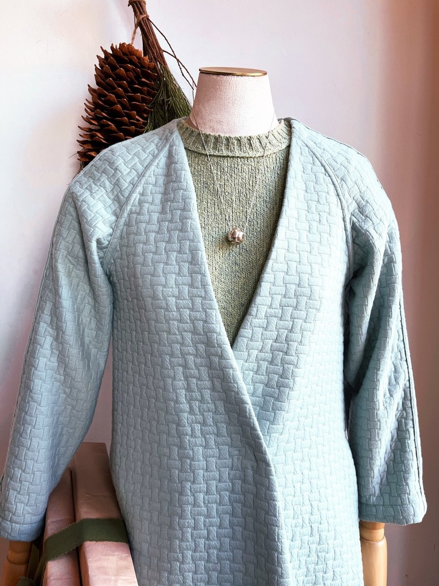 Powder Blue Basket Weave Knit Duster - Made X Hudson