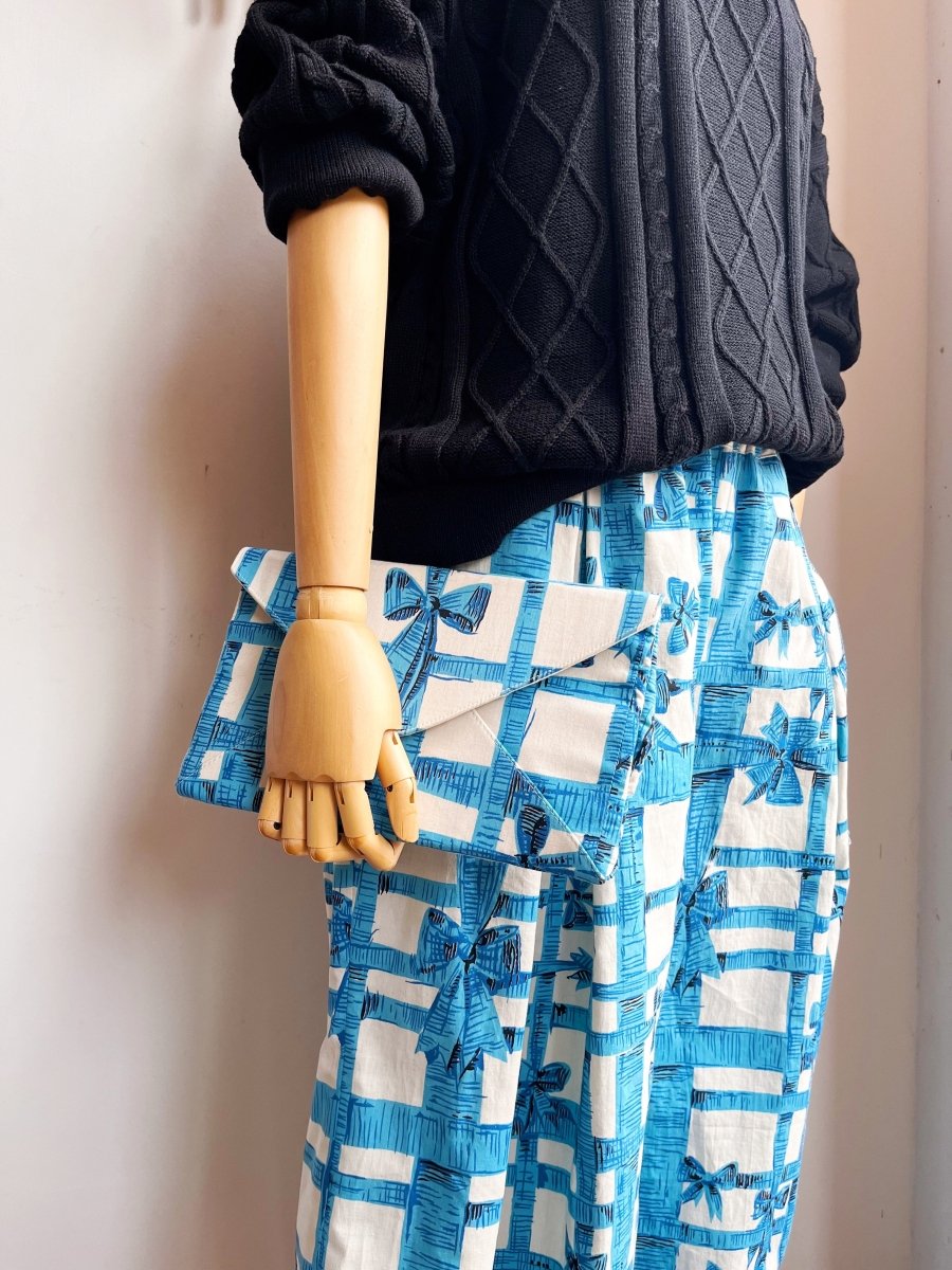 Blue and White Ribbon Twist Clutch - Made X Hudson