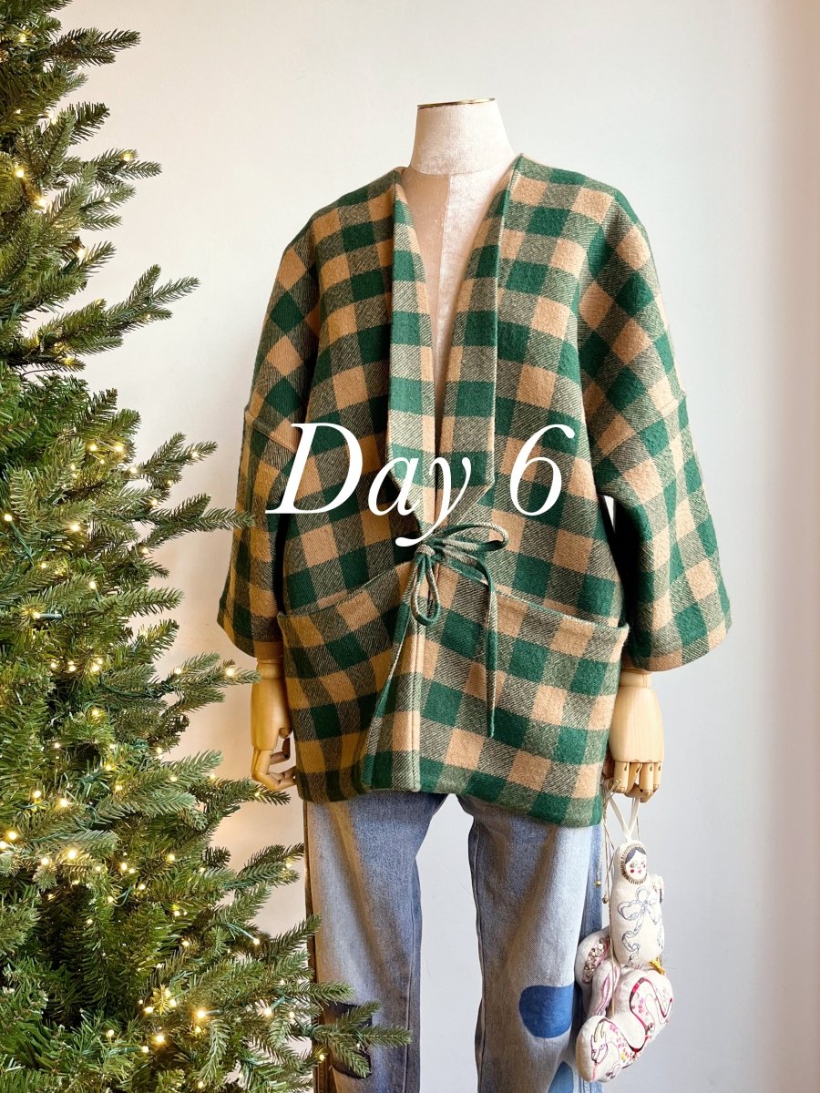 Camel and Green Gingham Wool Chore Jacket - Made X Hudson