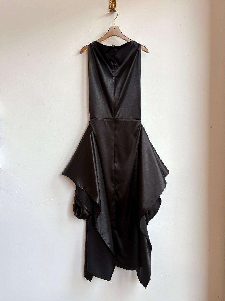 Zero - Waste Dress in Black Satin - Made X Hudson