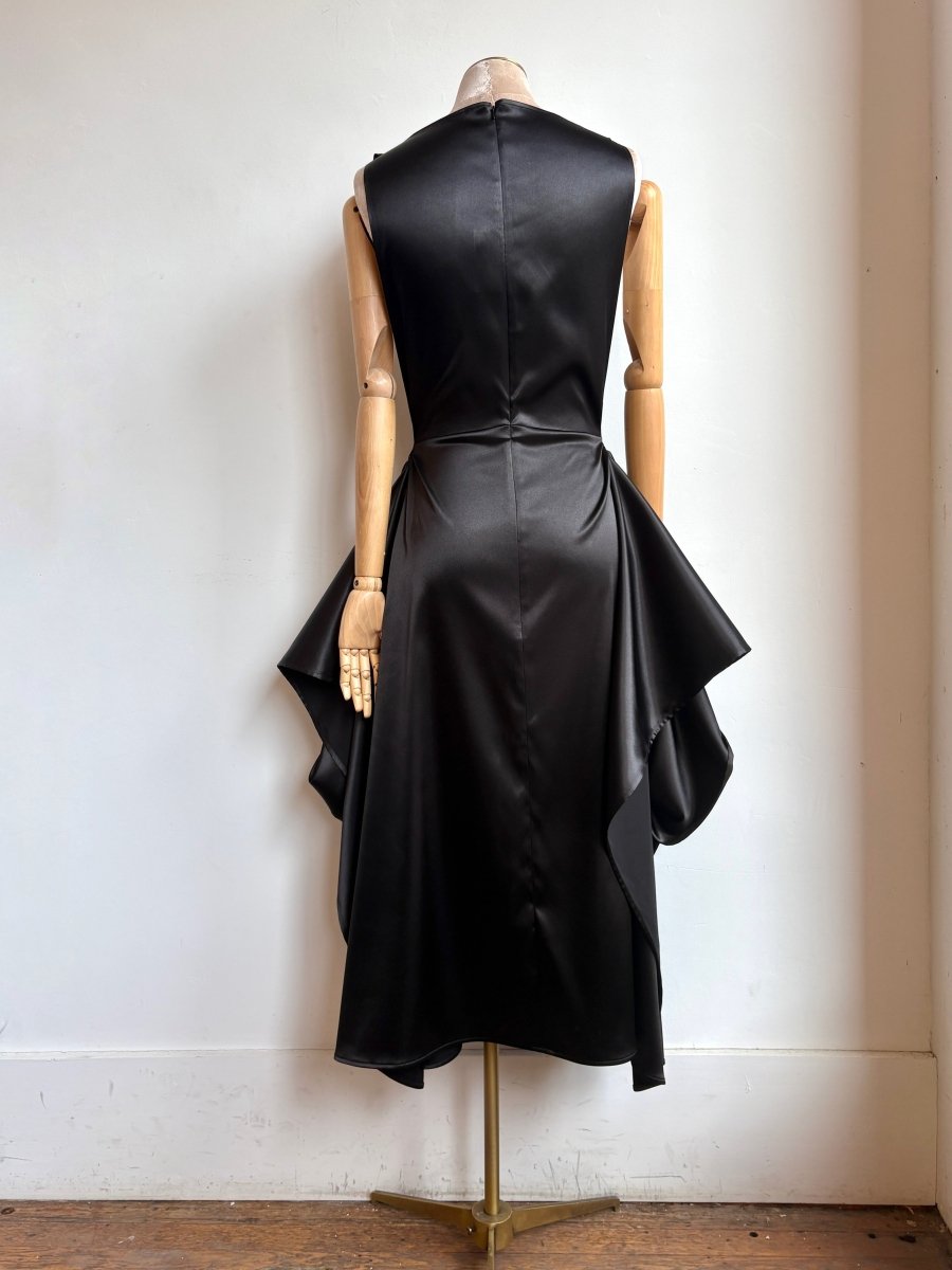 Zero - Waste Dress in Black Satin - Made X Hudson