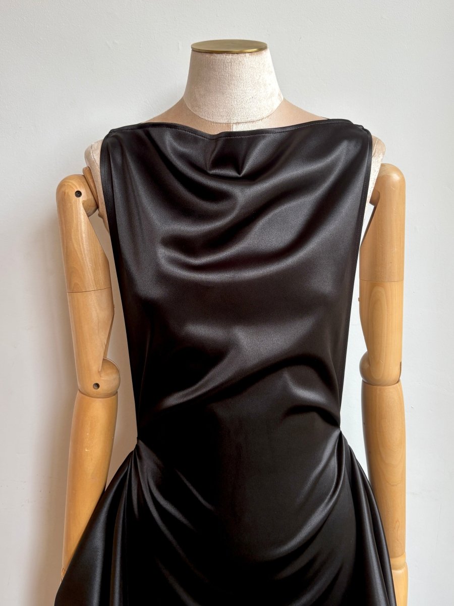 Zero - Waste Dress in Black Satin - Made X Hudson