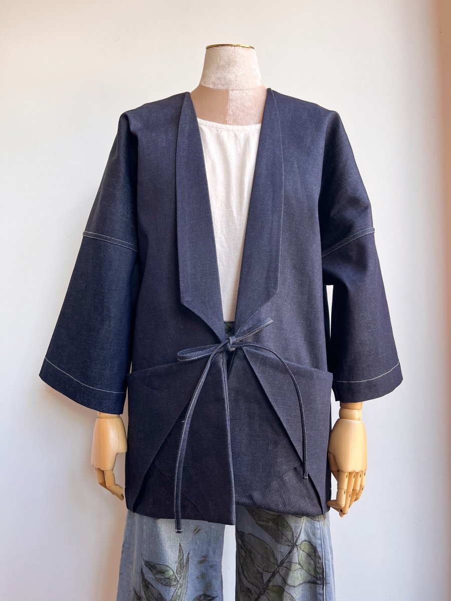 Dark Navy Denim Chore Jacket w/ White Stitching - Made X Hudson