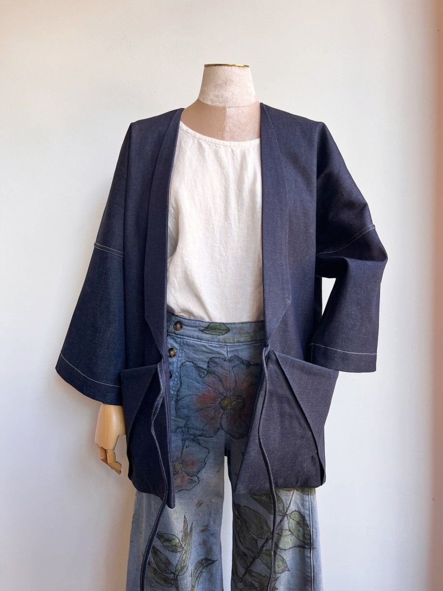 Dark Navy Denim Chore Jacket w/ White Stitching - Made X Hudson