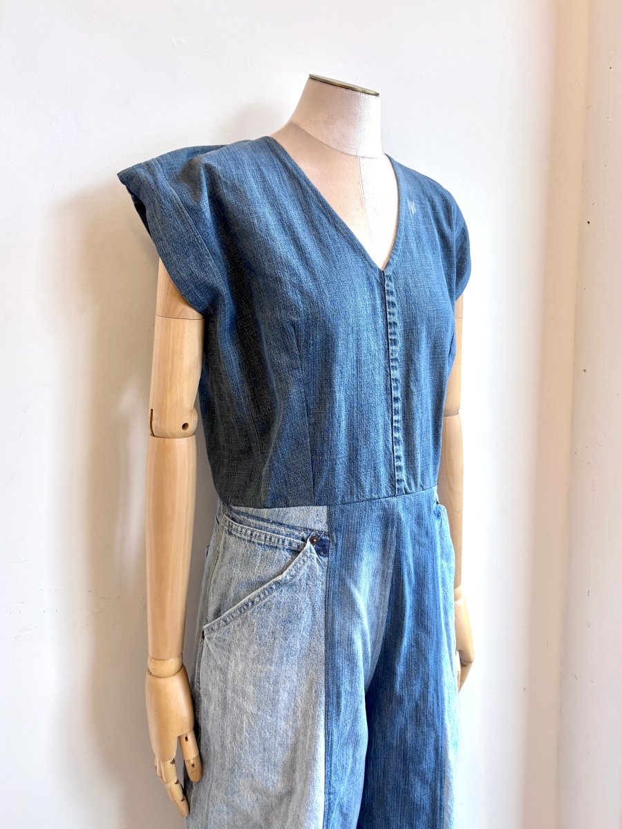 Denim Multi - Colored Patchwork Denim Jumpsuit - Made X Hudson