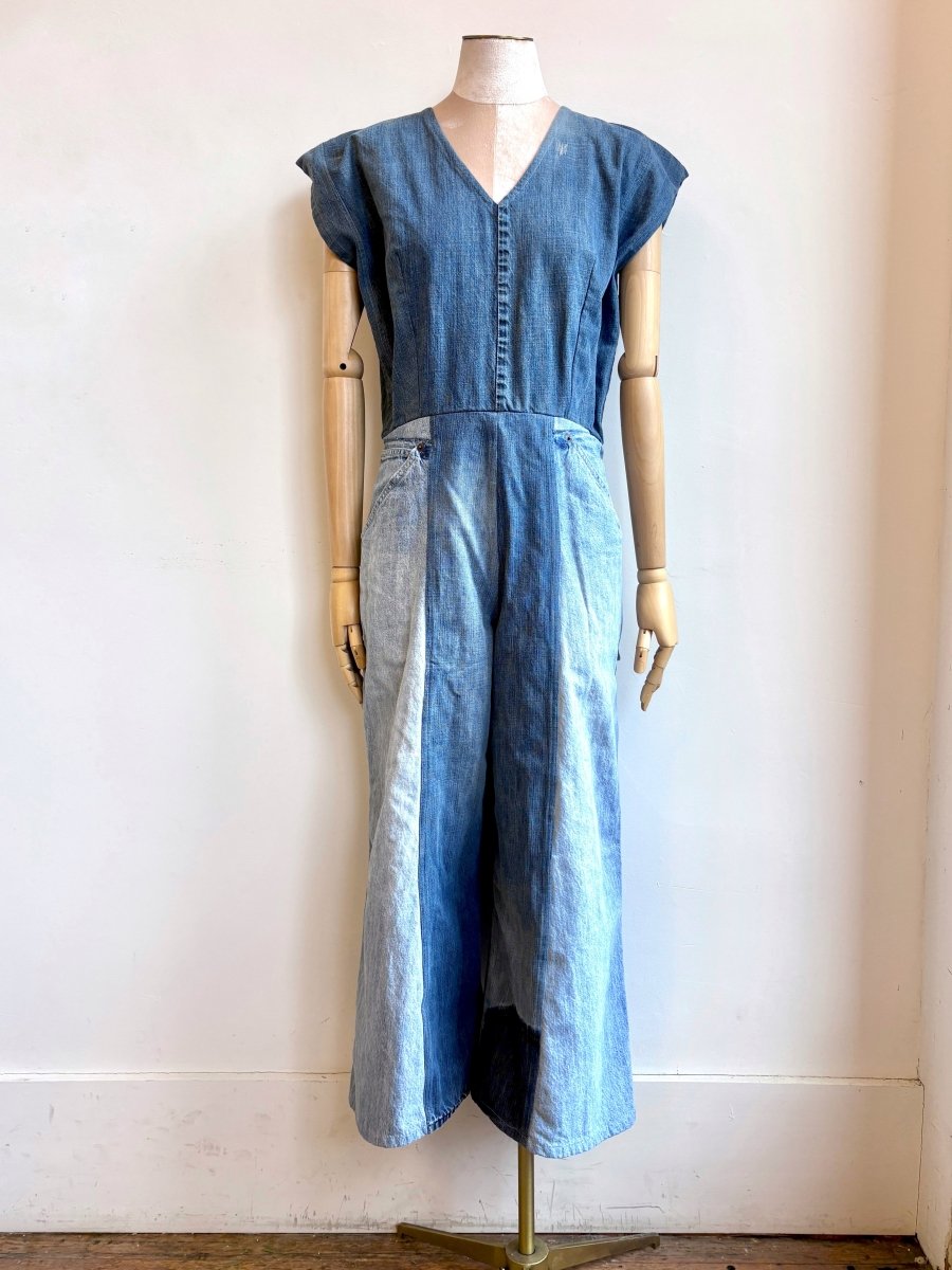 Denim Multi - Colored Patchwork Denim Jumpsuit - Made X Hudson