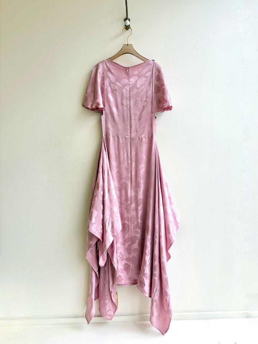 Deco Dress in Dusty Mauve Floral Silk Pattern - Made X Hudson