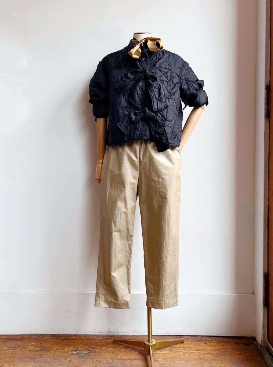 Black Army Liner Quilted Coat w/ Double Tie Closure (Reworked) - Made X Hudson