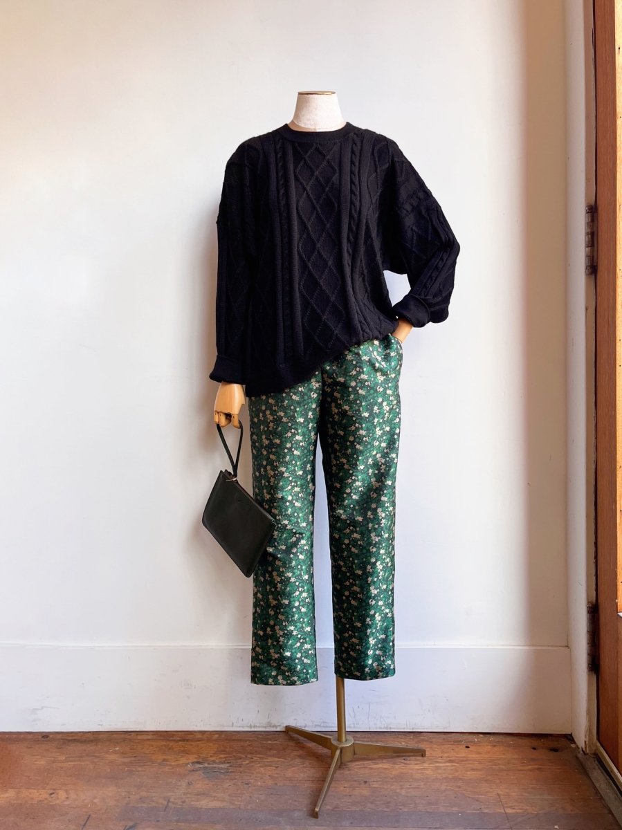 Emerald Floral Silk Brocade Joggers - Made X Hudson