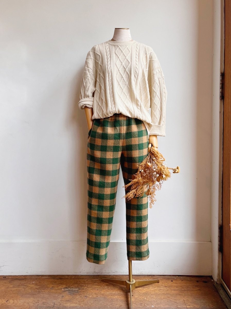Camel and Green Gingham Wool Joggers - Made X Hudson