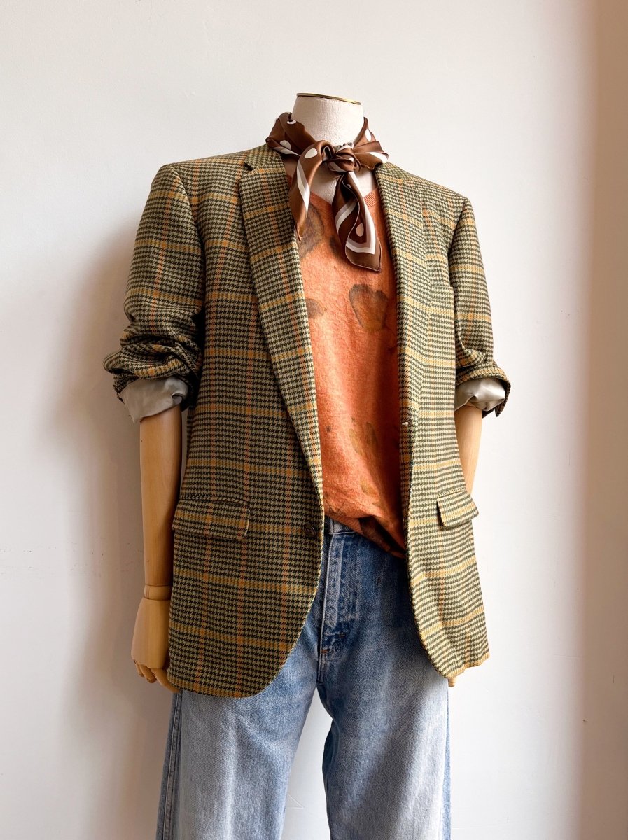 Cashmere Houndstooth Plaid Blazer (Vintage) - Made X Hudson