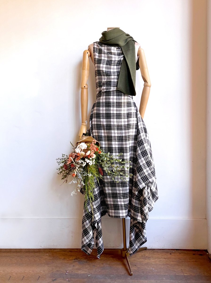 Zero - Waste Dress in Black and White Plaid - Made X Hudson