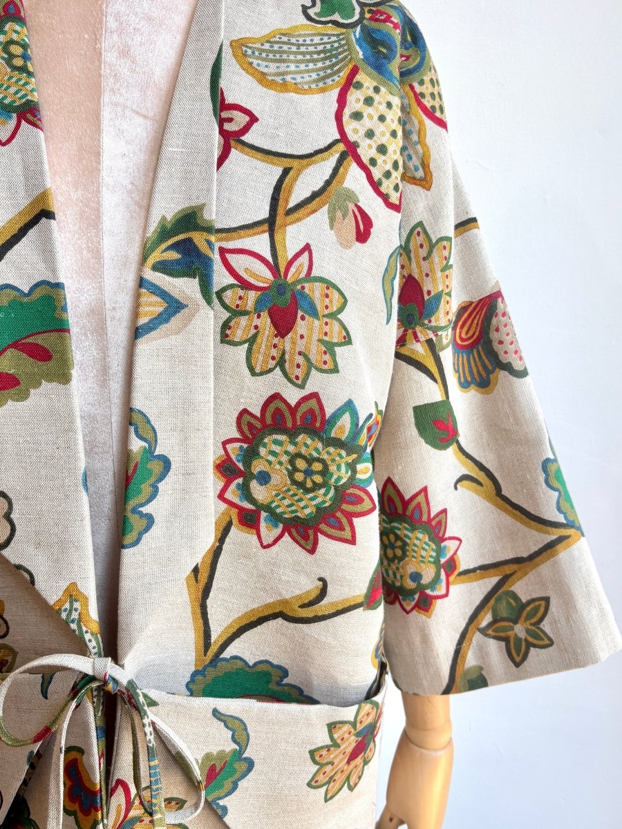 Jacobean Floral Linen Chore Jacket - Made X Hudson