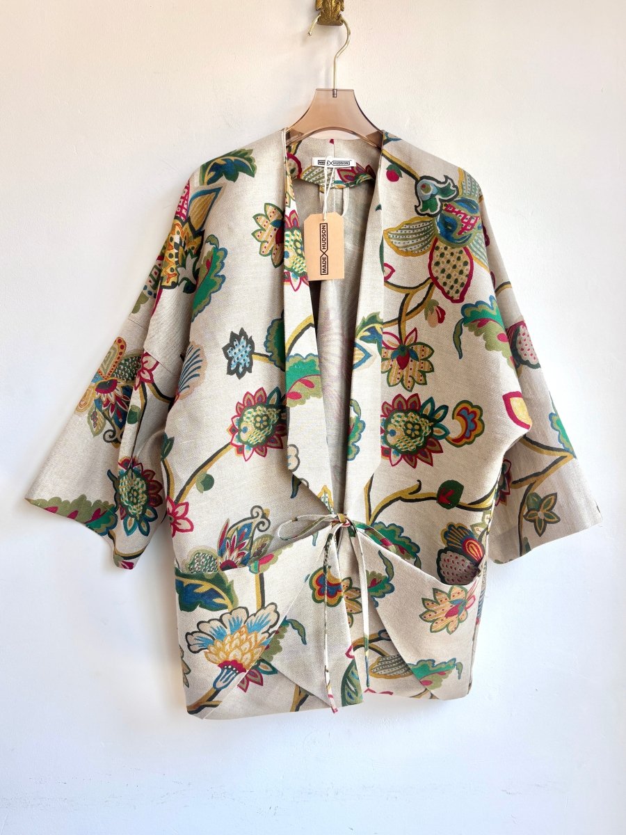 Jacobean Floral Linen Chore Jacket - Made X Hudson