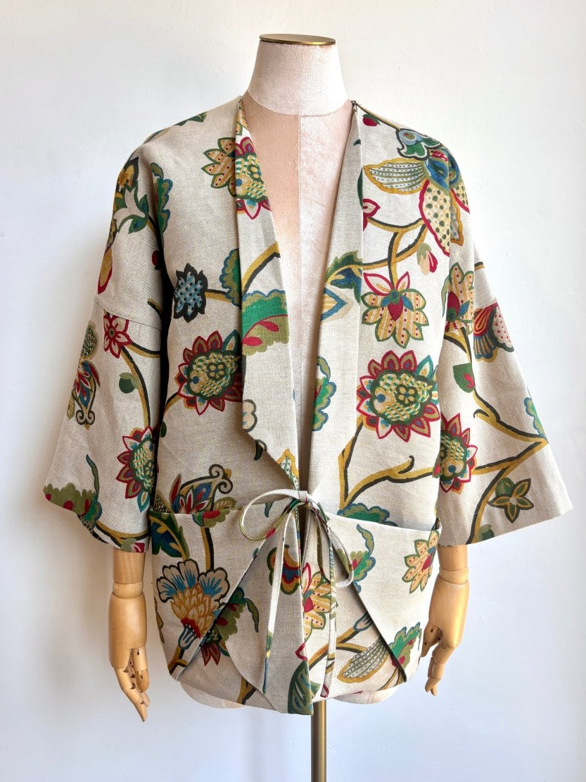 Jacobean Floral Linen Chore Jacket - Made X Hudson