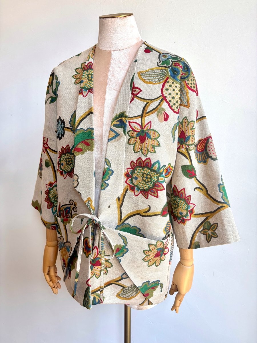 Jacobean Floral Linen Chore Jacket - Made X Hudson