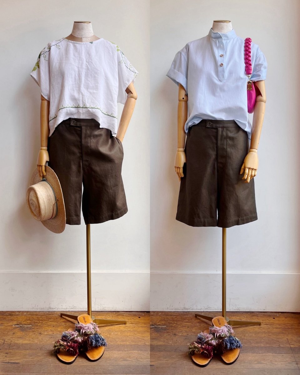 Bermuda Shorts in Moss Hemp - Cotton Canvas - Made X Hudson