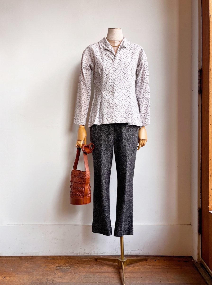 Ulrike Blouse in White Ink Swirl Print - Made X Hudson