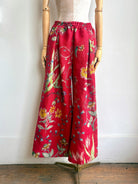 Red Floral Printed Linen Wide - Leg Pant - Made X Hudson
