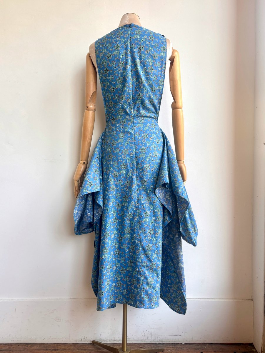 Zero - Waste Dress in Sapphire Blue Floral Vine Print - Made X Hudson