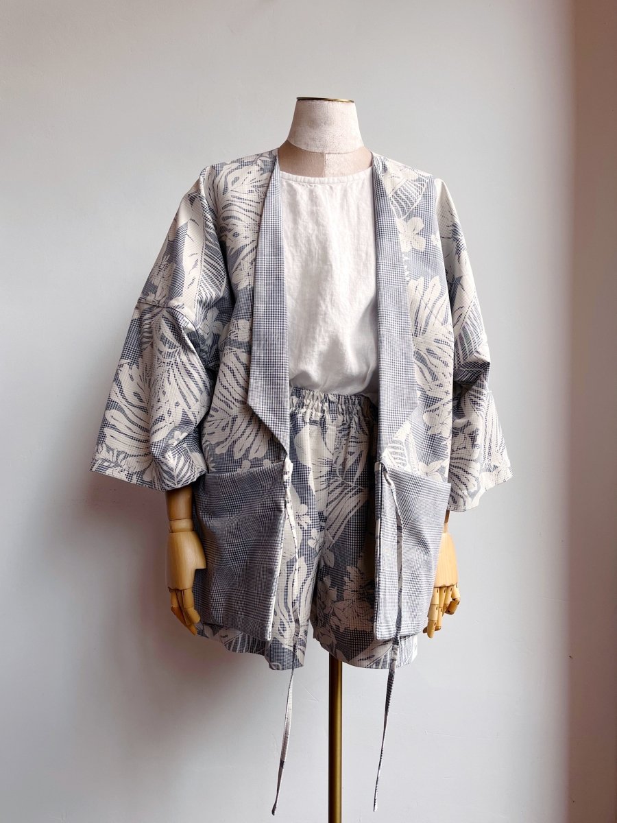 Grey & White Tropical Plaid Town Shorts - Made X Hudson