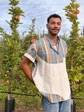 Oatmeal Linen & Blue Plaid Wave Shirt - Made X Hudson