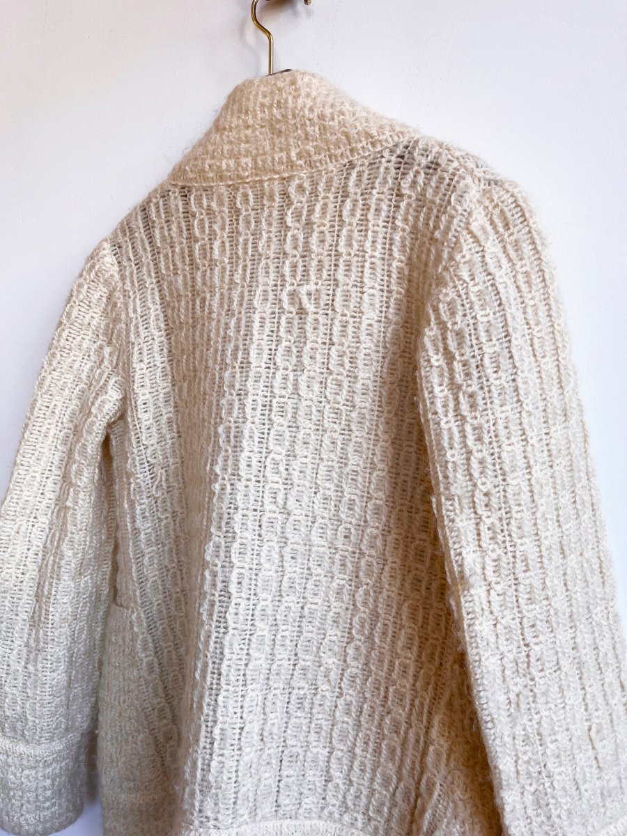 Ivory Wool Shawl - Collar Cardigan (Vintage) - Made X Hudson