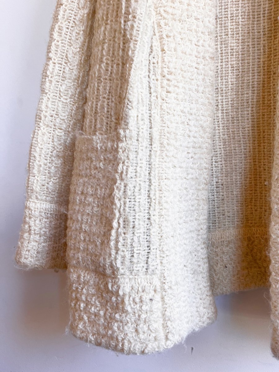 Ivory Wool Shawl - Collar Cardigan (Vintage) - Made X Hudson