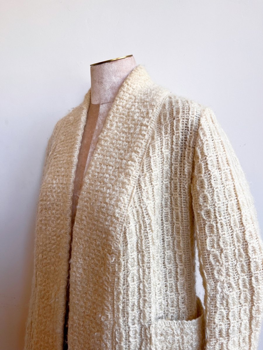 Ivory Wool Shawl - Collar Cardigan (Vintage) - Made X Hudson