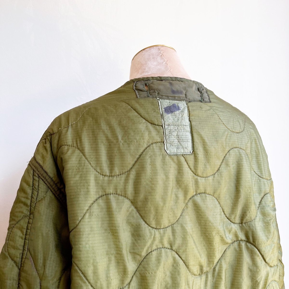 Olive Green Army Liner Quilted Coat w/ Twill Zipper (Reworked) - Made X Hudson