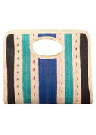 Square Straw Beach Tote (Blue/Turquoise) - Made X Hudson