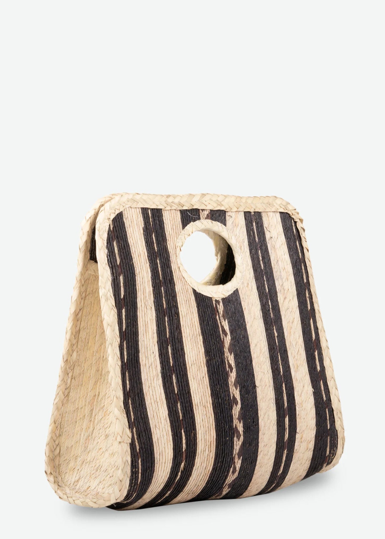 Square Straw Beach Tote (Black/Natural) - Made X Hudson