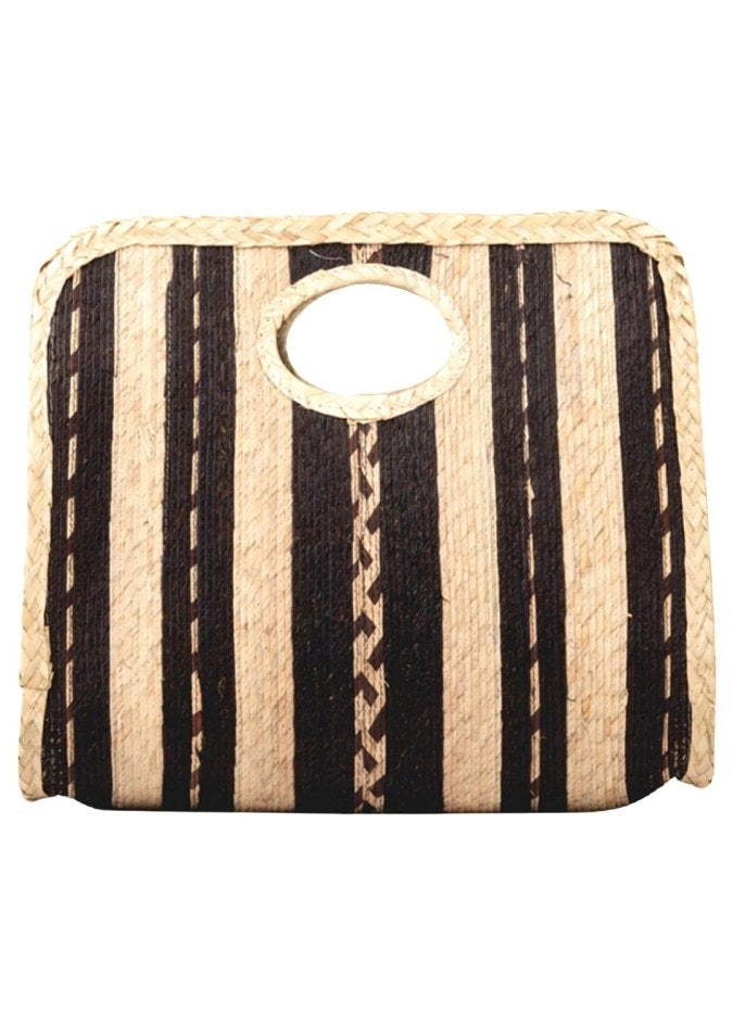 Square Straw Beach Tote (Black/Natural) - Made X Hudson