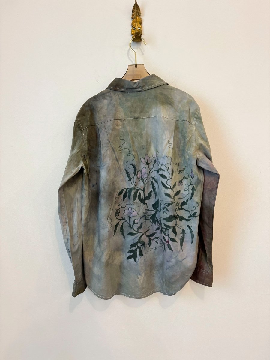 Snap Pea Floral Button - Up Hand Painted (Reworked) - Made X Hudson