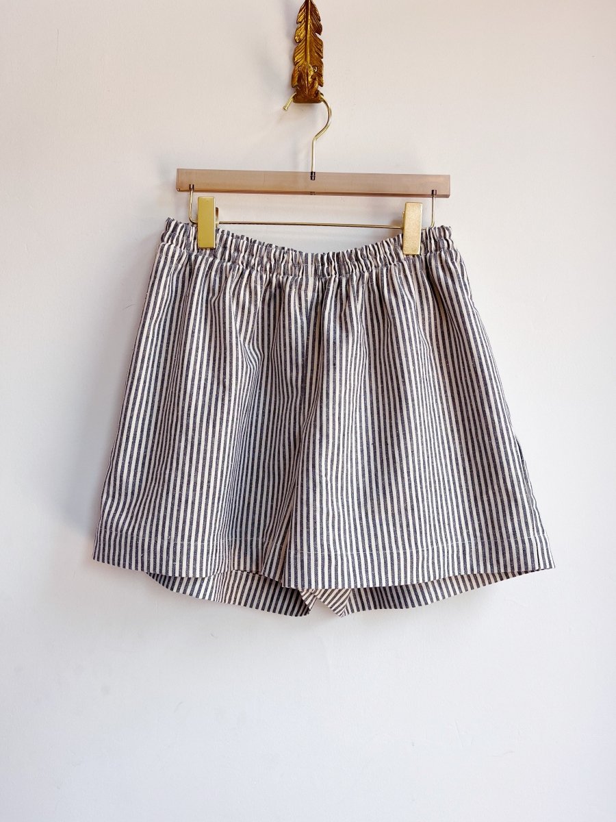 Black & Ivory Striped Town Shorts - Made X Hudson