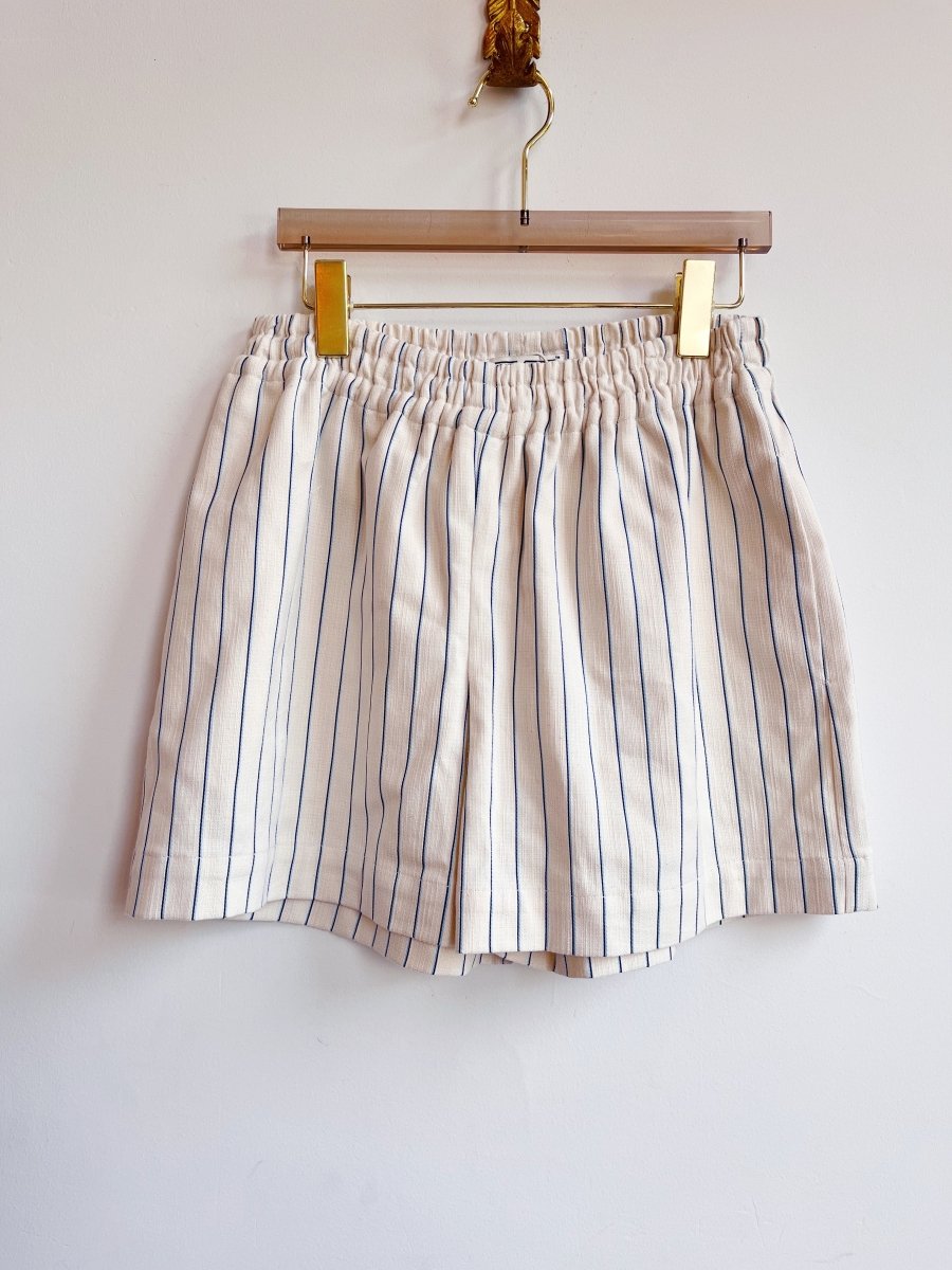 Black & Blue Wide Stripe on Natural Town Shorts - Made X Hudson