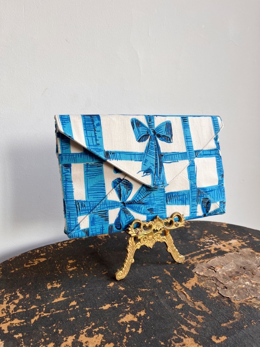 Blue and White Ribbon Twist Clutch - Made X Hudson